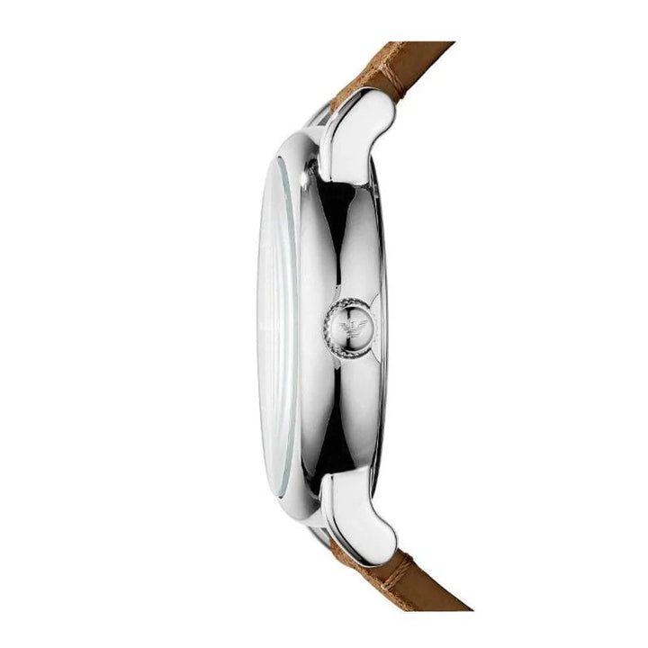Emporio Armani Luigi Slim Grey Dial Silver Leather Men&