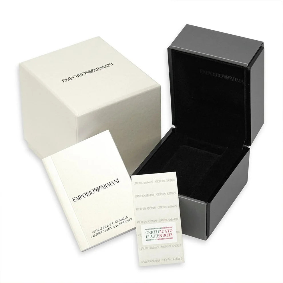 Emporio Armani Tazio Chronograph White Dial Rose Gold-Tone Women&