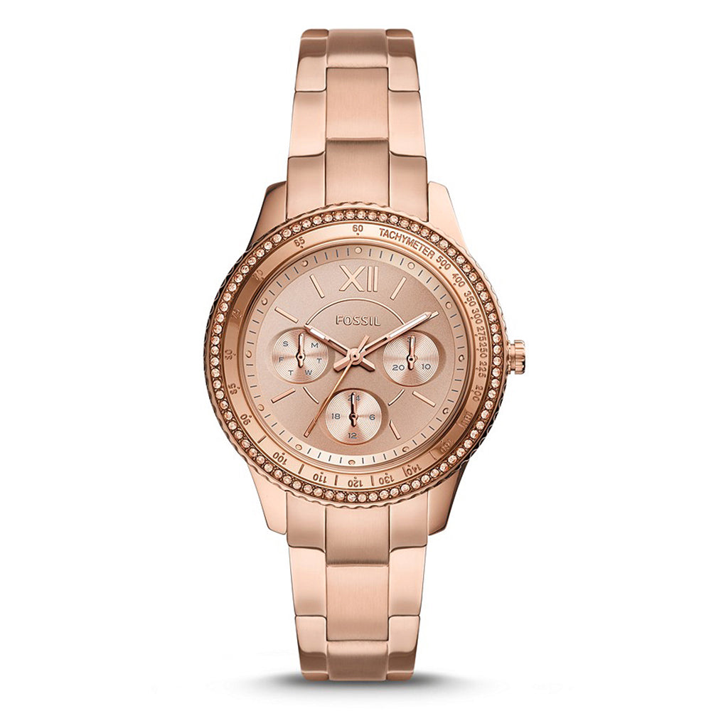 Fossil Stella Sport Multifunction Rose Gold-Tone Stainless Steel Women&