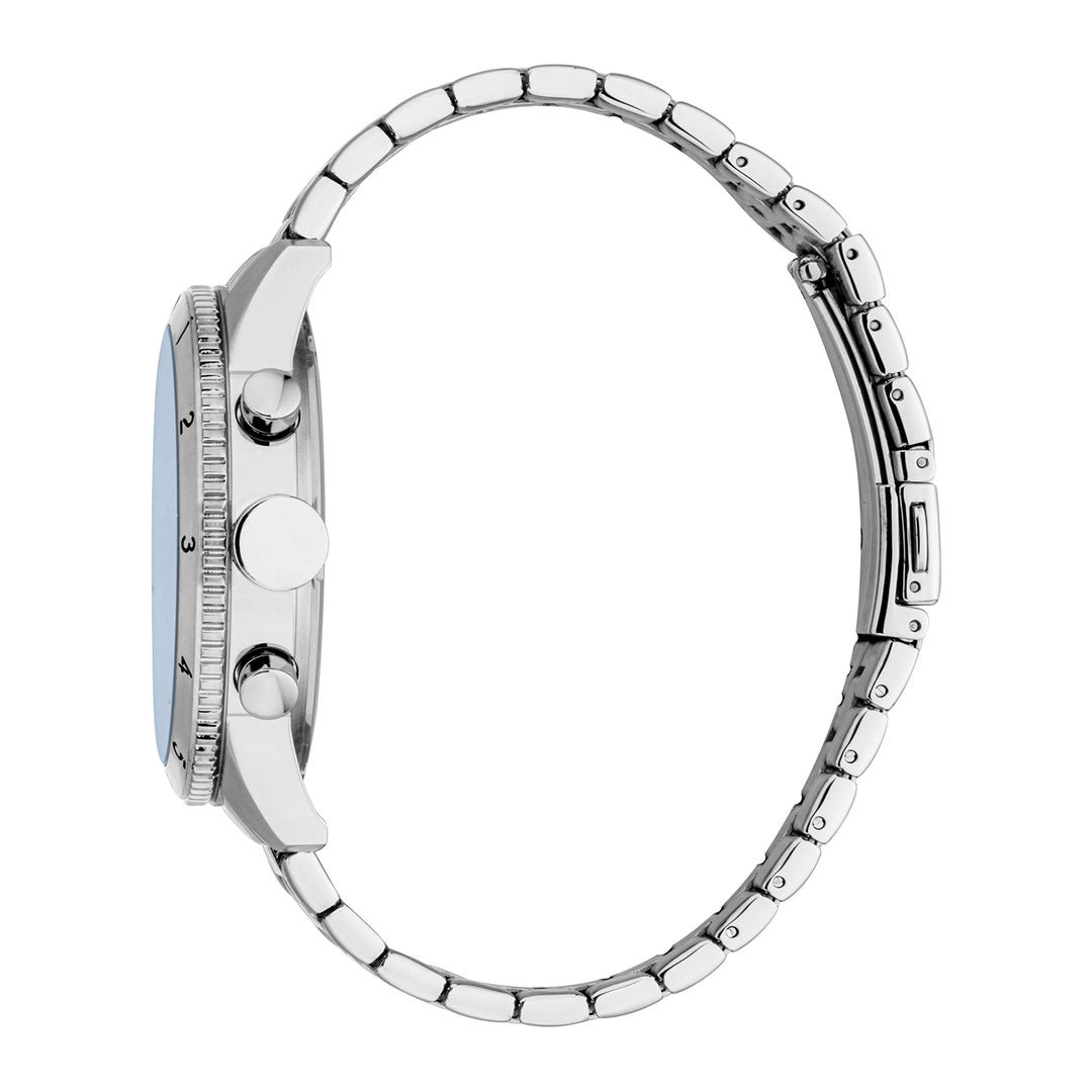 ESPRIT Men Watch, Silver Color Case, Dark Blue Dial, Stainless Steel Metal Bracelet, Chronograph, 10 ATM