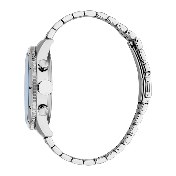 ESPRIT Men Watch, Silver Color Case, Dark Blue Dial, Stainless Steel Metal Bracelet, Chronograph, 10 ATM