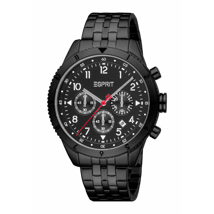 ESPRIT Men Watch, Black Color Case, Black Dial, Black Color Metal Bracelet, Chronograph, 10 ATM
