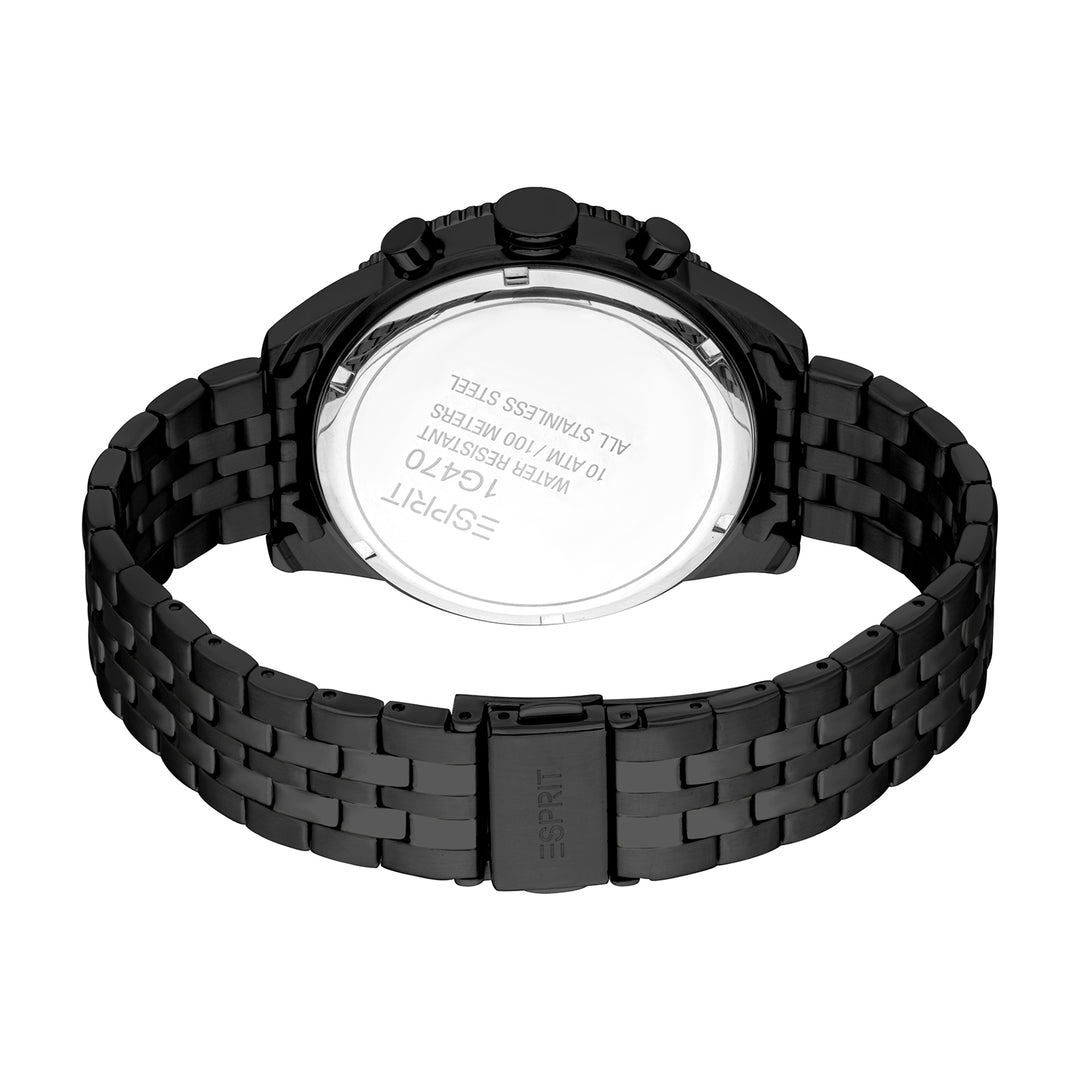ESPRIT Men Watch, Black Color Case, Black Dial, Black Color Metal Bracelet, Chronograph, 10 ATM