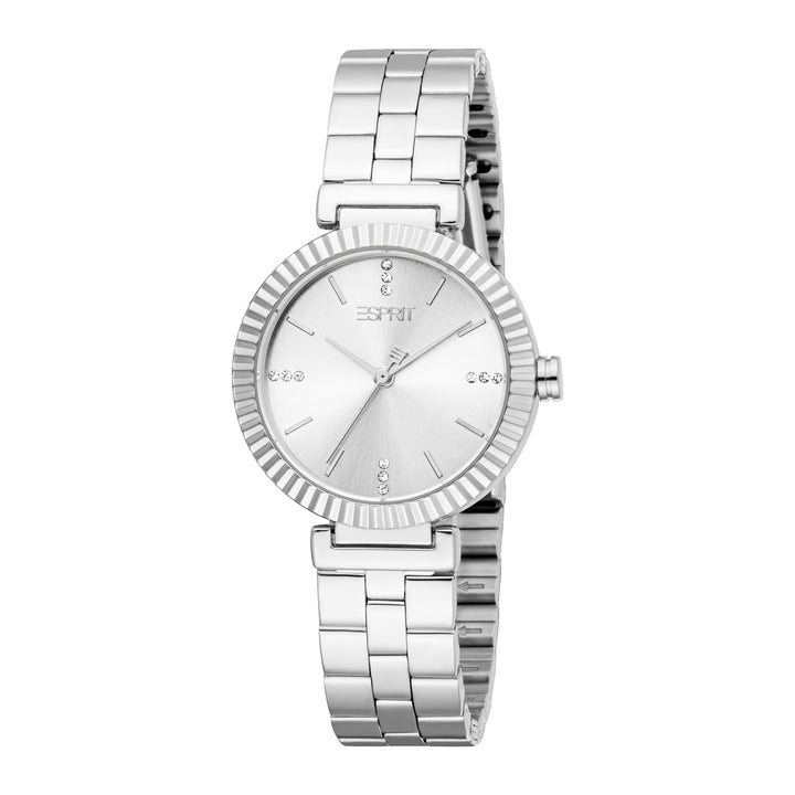 ESPRIT Women Watch, Silver Color Case, Silver Dial, Stainless Steel Metal Bracelet, 3 Hands, 3 ATM