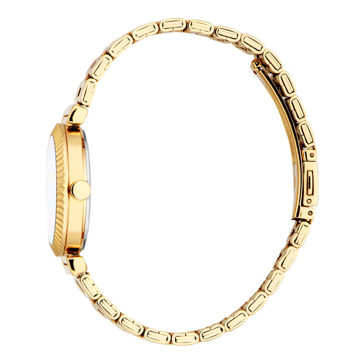ESPRIT Women Watch, Gold Color Case, White MOP Dial, Gold Color Metal Bracelet, 3 Hands, 3 ATM