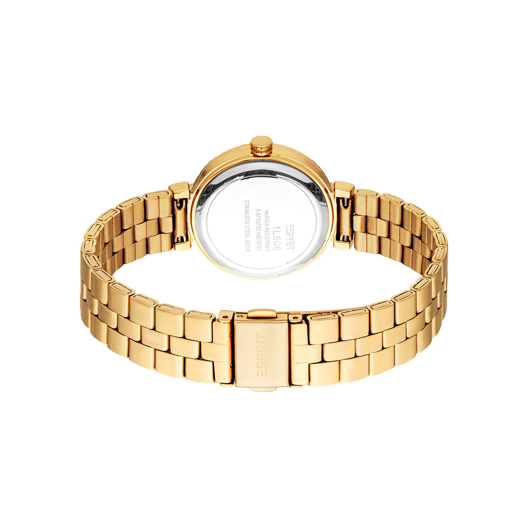 ESPRIT Women Watch, Gold Color Case, Green Dial, Gold Color Metal Bracelet, 3 Hands, 3 ATM