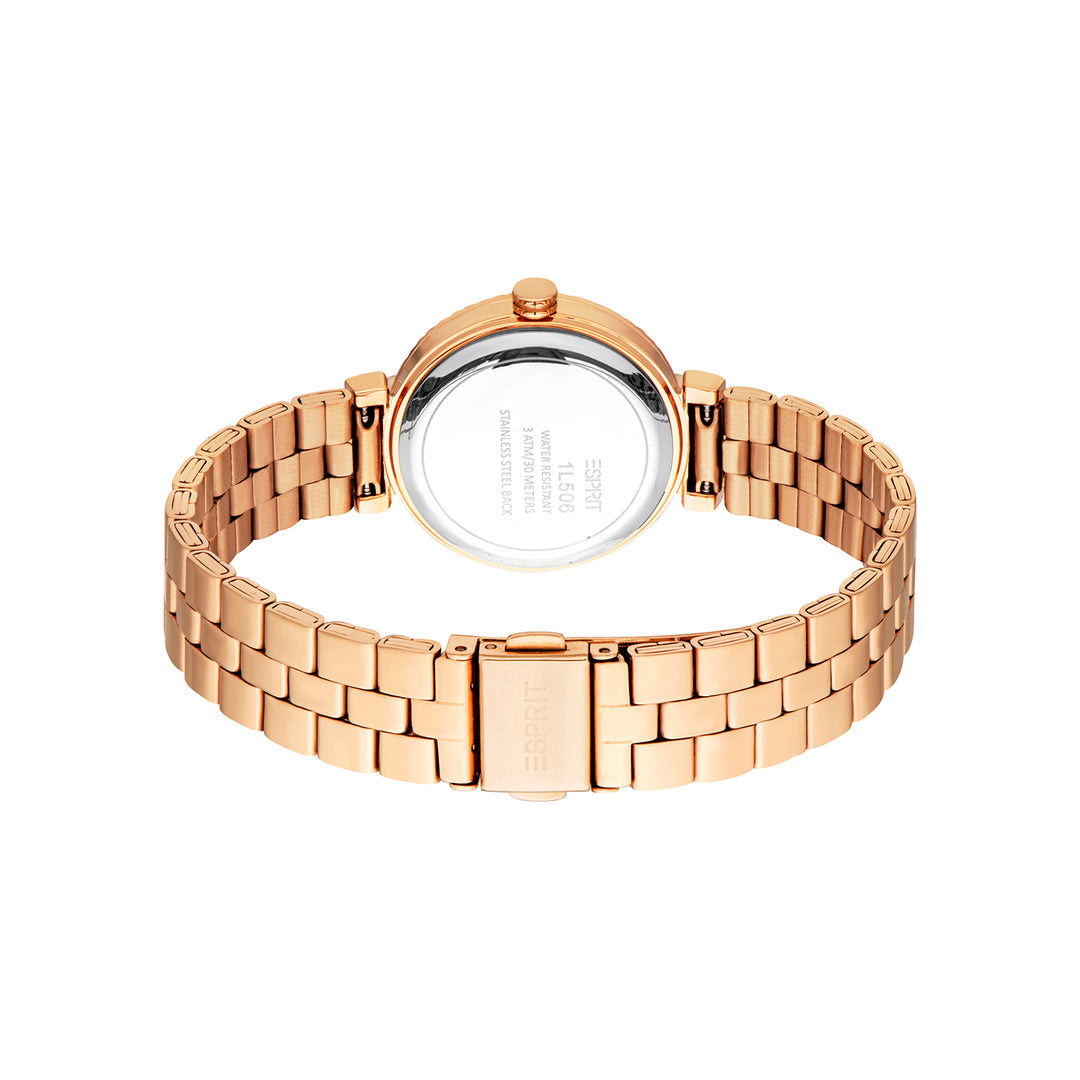 ESPRIT Women Watch, Rose Gold Color Case, Silver Dial, Rose Gold Color Metal Bracelet, 3 Hands, 3 ATM
