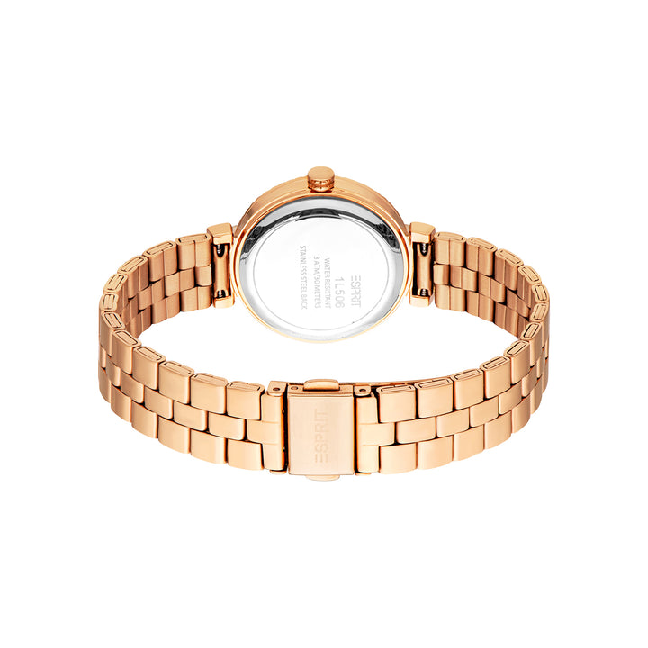 ESPRIT Women Watch, Rose Gold Color Case, Silver Dial, Rose Gold Color Metal Bracelet, 3 Hands, 3 ATM