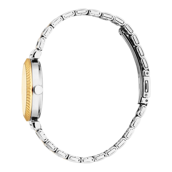 ESPRIT Women Watch, Two Tone Silver &amp; Gold Color Case, Champagne Dial, Two Tone Silver &amp; Gold Color Metal Bracelet, 3 Hands, 3 ATM