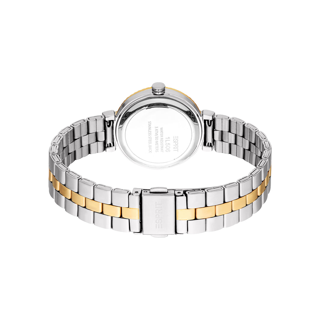 ESPRIT Women Watch, Two Tone Silver &amp; Gold Color Case, Champagne Dial, Two Tone Silver &amp; Gold Color Metal Bracelet, 3 Hands, 3 ATM