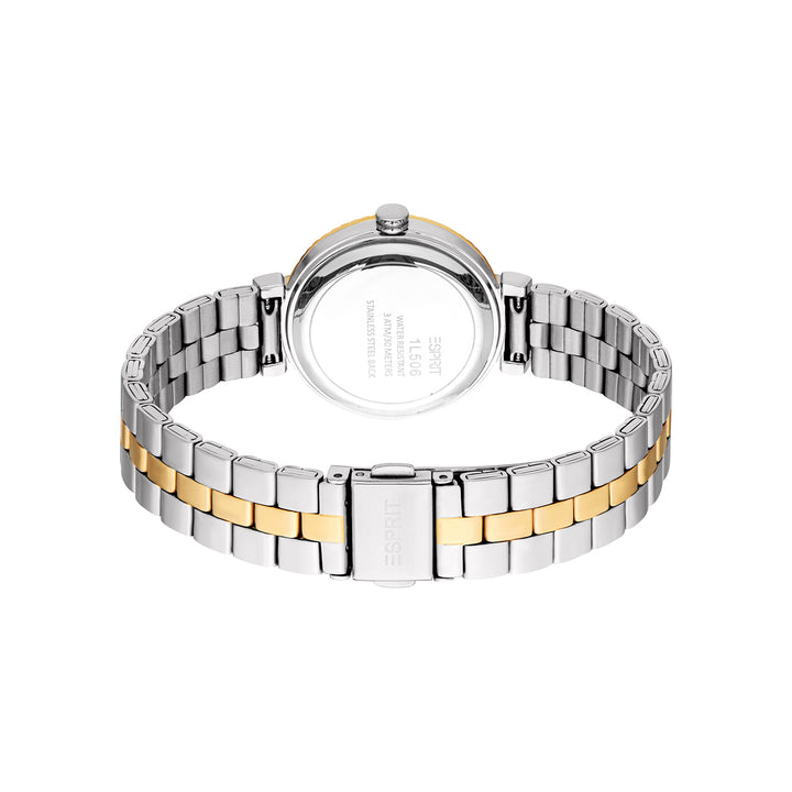ESPRIT Women Watch, Two Tone Silver &amp; Gold Color Case, Champagne Dial, Two Tone Silver &amp; Gold Color Metal Bracelet, 3 Hands, 3 ATM
