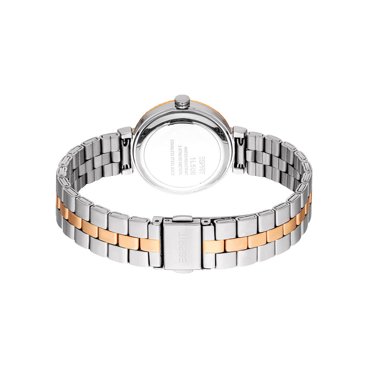 ESPRIT Women Watch, Two Tone Silver &amp; Rose Gold Color Case, Rose Gold Dial, Two Tone Silver &amp; Rose Gold Color Metal Bracelet, 3 Hands, 3 ATM