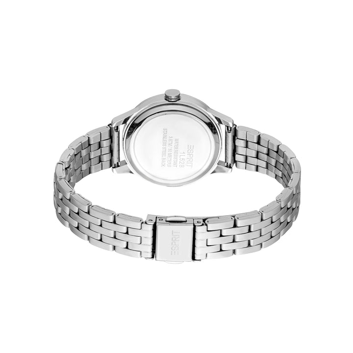 ESPRIT Women Watch, Silver Color Case, Dark Blue Dial, Stainless Steel Metal Bracelet, 3 Hands, 3 ATM