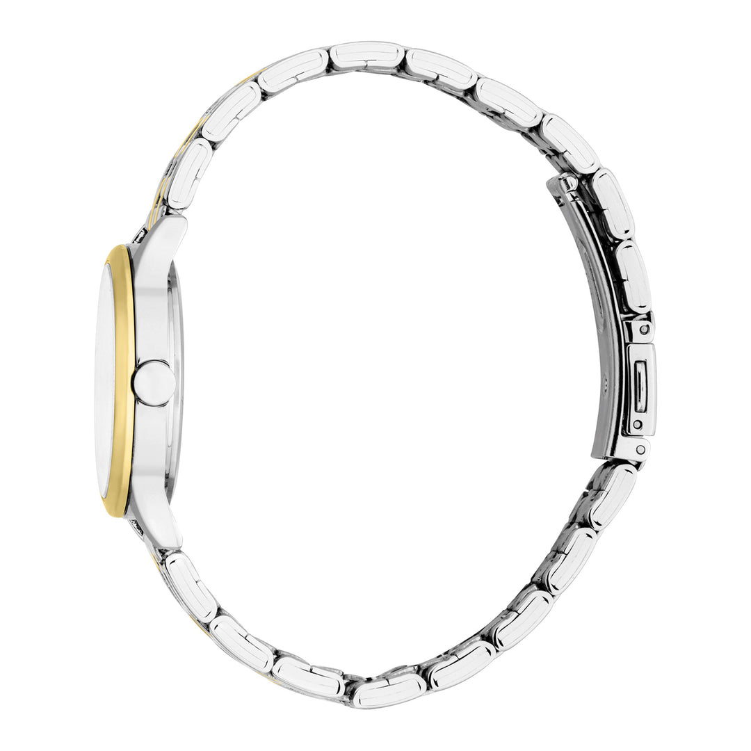 ESPRIT Women Watch, Two Tone Silver &amp; Gold Color Case, Silver Dial, Two Tone Silver &amp; Gold Color Metal Bracelet, 3 Hands, 3 ATM