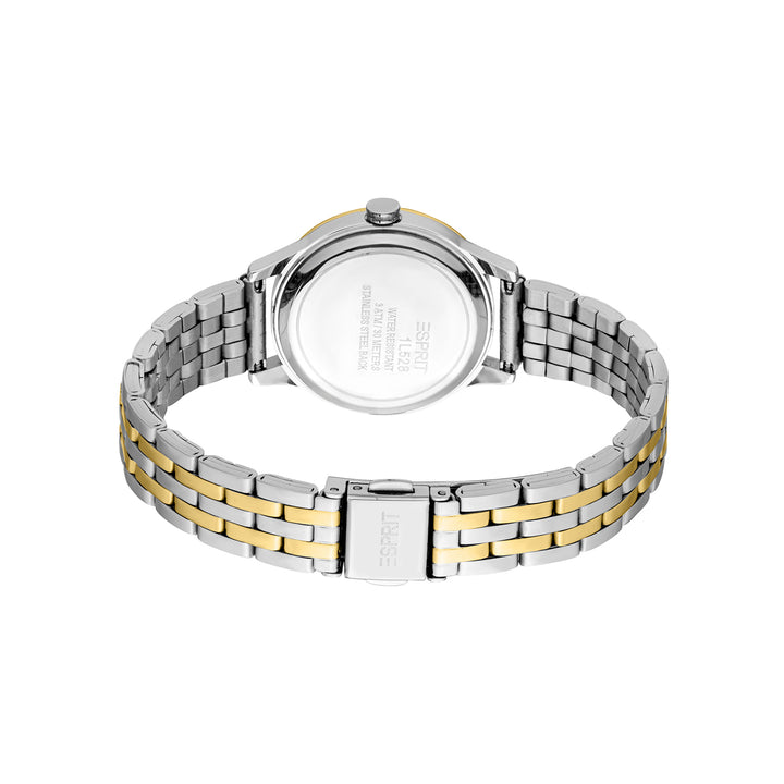 ESPRIT Women Watch, Two Tone Silver &amp; Gold Color Case, Silver Dial, Two Tone Silver &amp; Gold Color Metal Bracelet, 3 Hands, 3 ATM