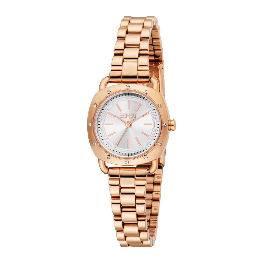 ESPRIT Women Watch, Rose Gold Color Case, Silver Dial, Rose Gold Color Metal Bracelet, 3 Hands, 3 ATM