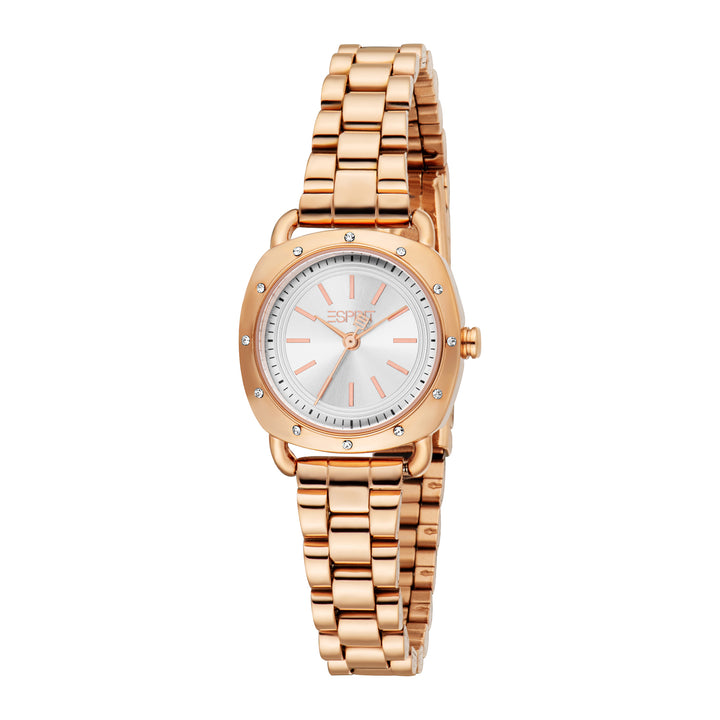 ESPRIT Women Watch, Rose Gold Color Case, Silver Dial, Rose Gold Color Metal Bracelet, 3 Hands, 3 ATM