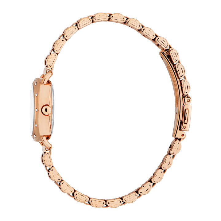 ESPRIT Women Watch, Rose Gold Color Case, Silver Dial, Rose Gold Color Metal Bracelet, 3 Hands, 3 ATM