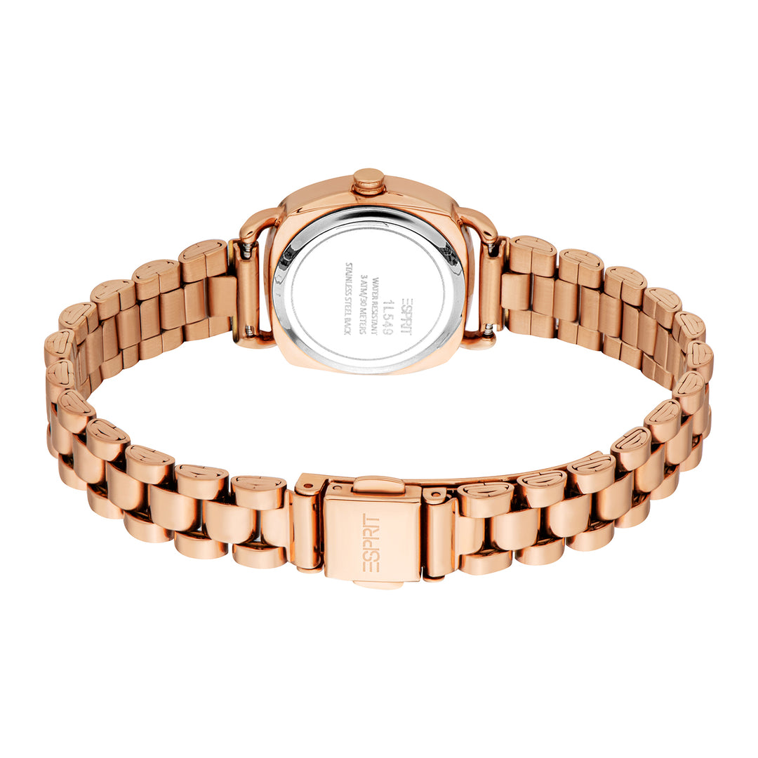 ESPRIT Women Watch, Rose Gold Color Case, Silver Dial, Rose Gold Color Metal Bracelet, 3 Hands, 3 ATM