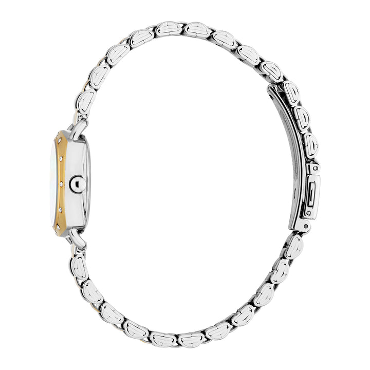 ESPRIT Women Watch, Two Tone Silver &amp; Gold Color Case, White MOP Dial, Two Tone Silver &amp; Gold Color Metal Bracelet, 3 Hands, 3 ATM