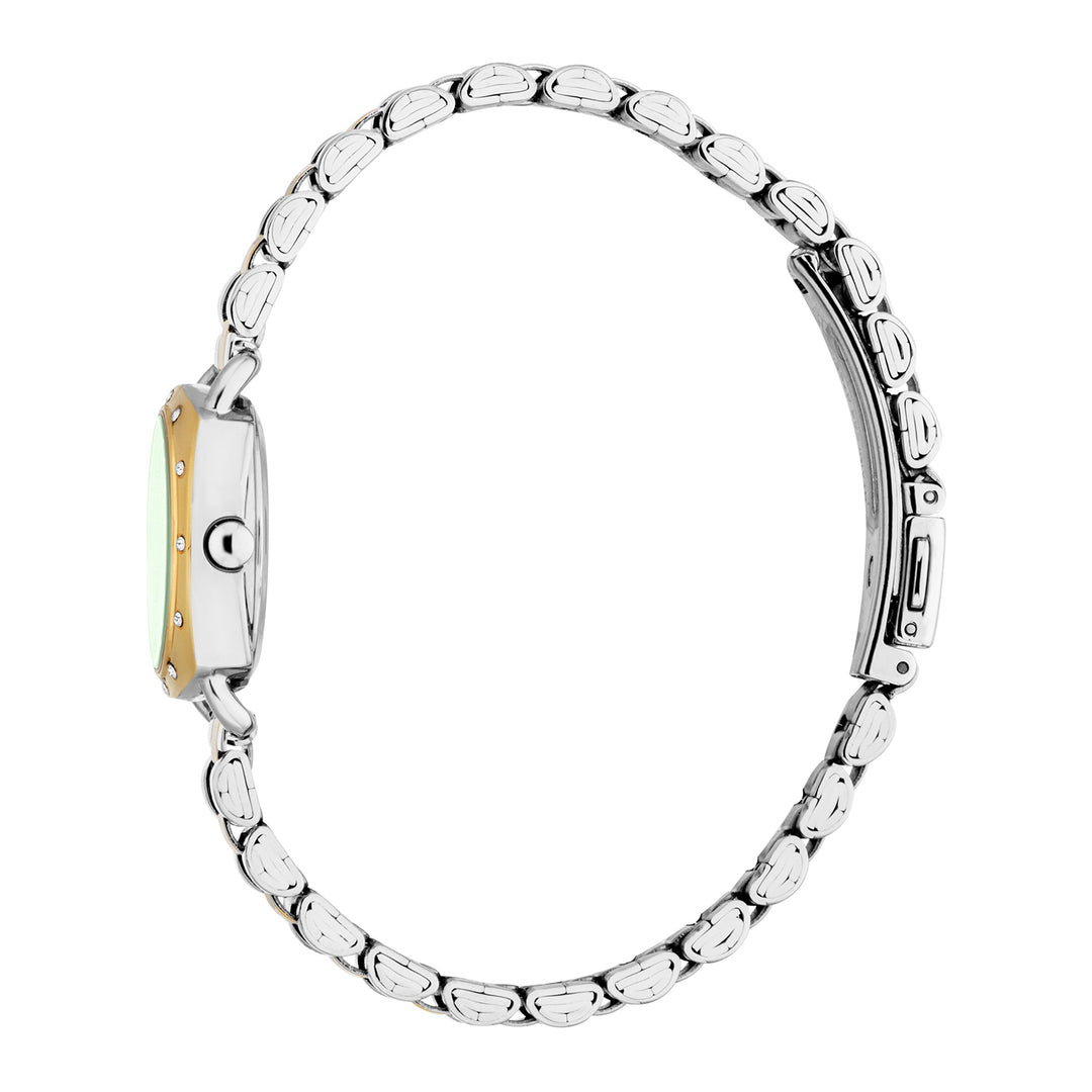 ESPRIT Women Watch, Two Tone Silver &amp; Gold Color Case, Dark Green Dial, Two Tone Silver &amp; Gold Color Metal Bracelet, 3 Hands, 3 ATM