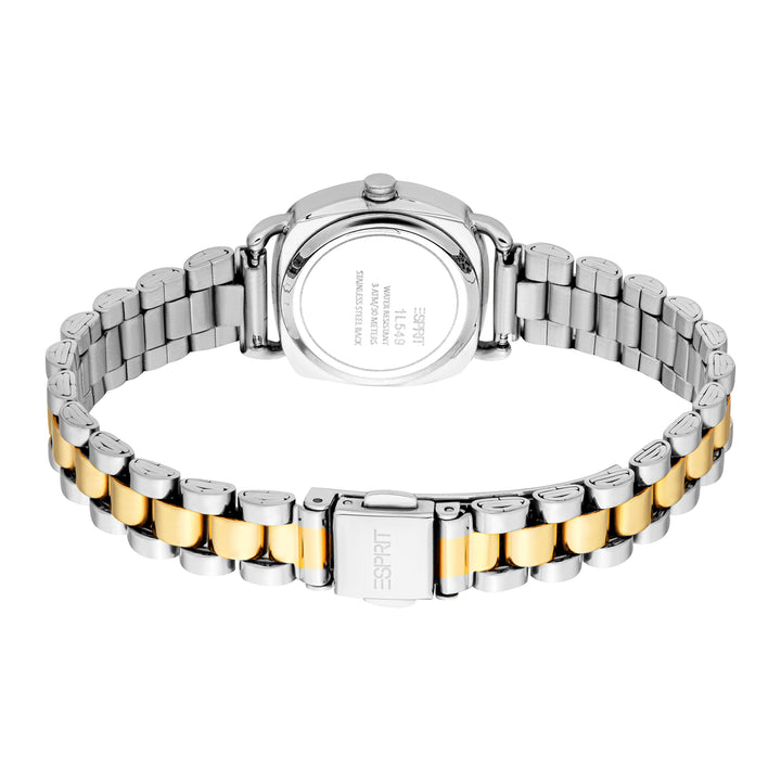 ESPRIT Women Watch, Two Tone Silver &amp; Gold Color Case, Dark Green Dial, Two Tone Silver &amp; Gold Color Metal Bracelet, 3 Hands, 3 ATM