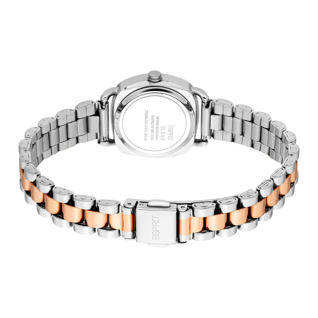 ESPRIT Women Watch, Two Tone Silver &amp; Rose Gold Color Case, White MOP Dial, Two Tone Silver &amp; Rose Gold Color Metal Bracelet, 3 Hands, 3 ATM