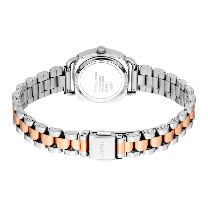 ESPRIT Women Watch, Two Tone Silver &amp; Rose Gold Color Case, White MOP Dial, Two Tone Silver &amp; Rose Gold Color Metal Bracelet, 3 Hands, 3 ATM