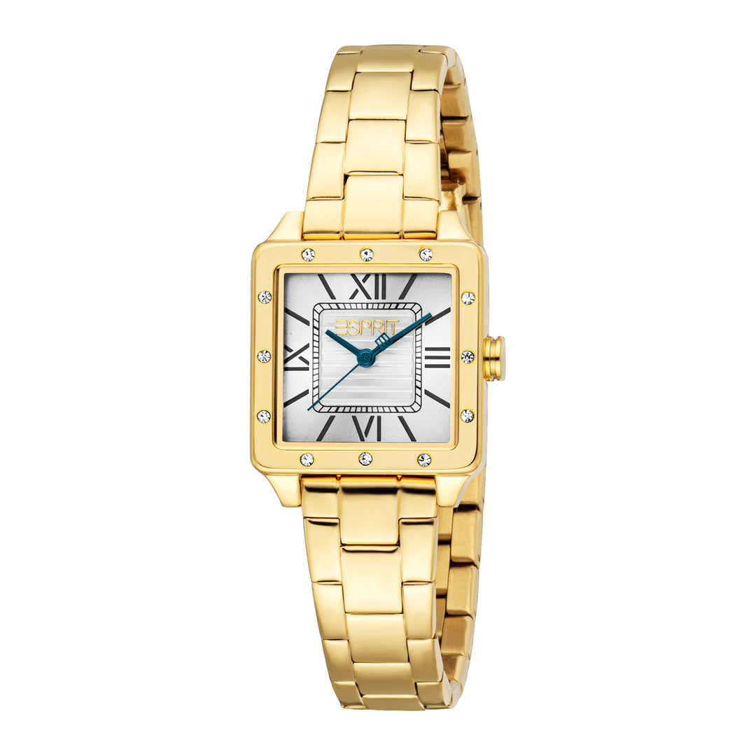 ESPRIT Women Watch, Gold Color Case, Silver Dial, Gold Color Metal Bracelet, 3 Hands, 3 ATM
