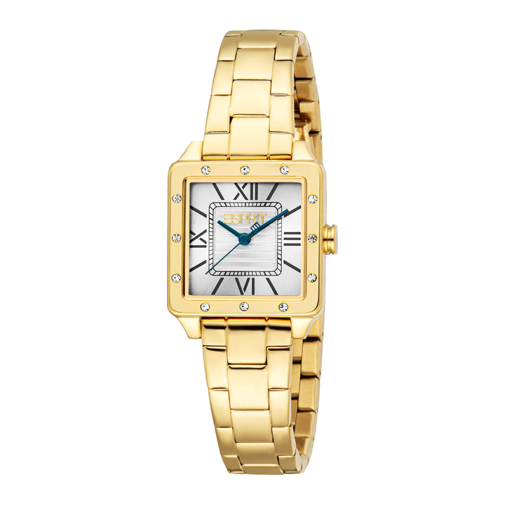 ESPRIT Women Watch, Gold Color Case, Silver Dial, Gold Color Metal Bracelet, 3 Hands, 3 ATM
