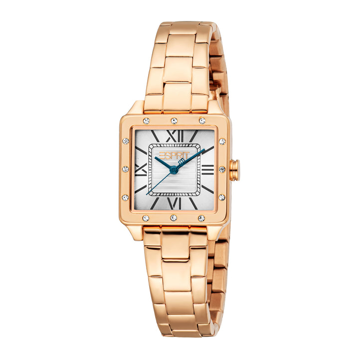 ESPRIT Women Watch, Rose Gold Color Case, Silver Dial, Rose Gold Color Metal Bracelet, 3 Hands, 3 ATM