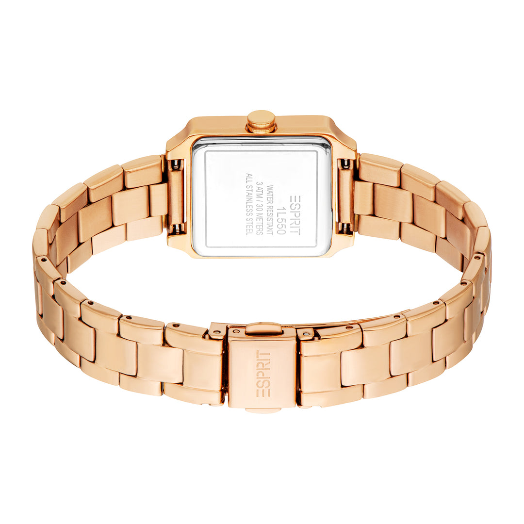 ESPRIT Women Watch, Rose Gold Color Case, Silver Dial, Rose Gold Color Metal Bracelet, 3 Hands, 3 ATM