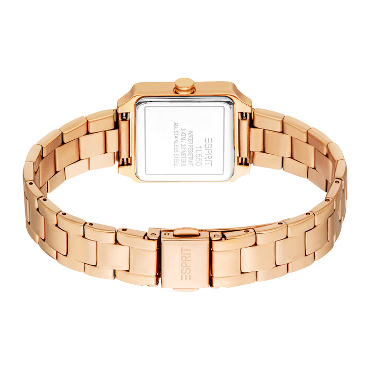 ESPRIT Women Watch, Rose Gold Color Case, Silver Dial, Rose Gold Color Metal Bracelet, 3 Hands, 3 ATM