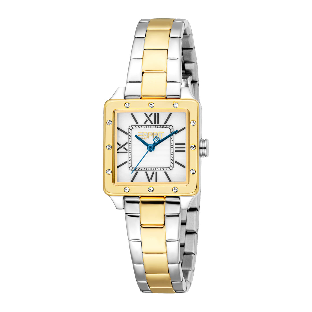 ESPRIT Women Watch, Two Tone Silver &amp; Gold Color Case, White MOP Dial, Two Tone Silver &amp; Gold Color Metal Bracelet, 3 Hands, 3 ATM