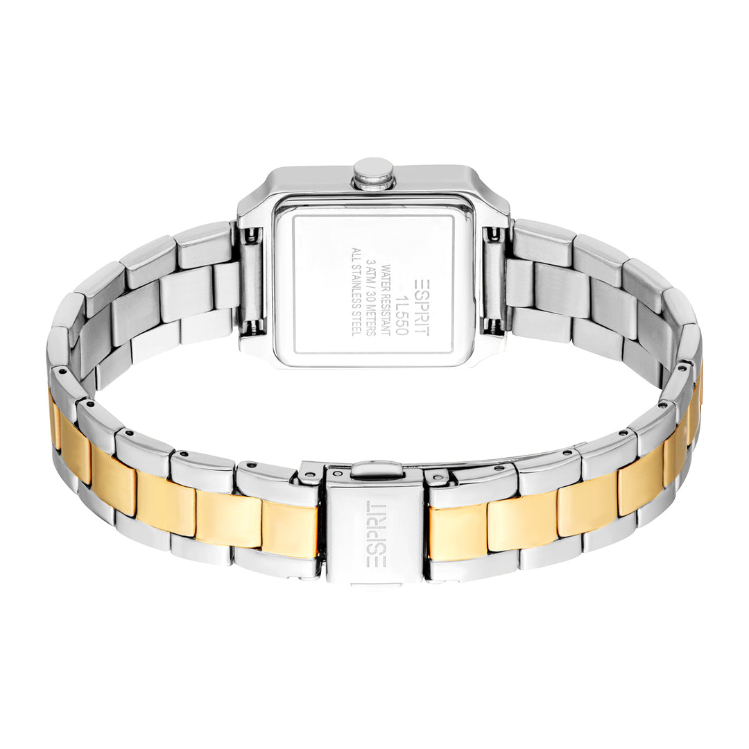 ESPRIT Women Watch, Two Tone Silver &amp; Gold Color Case, White MOP Dial, Two Tone Silver &amp; Gold Color Metal Bracelet, 3 Hands, 3 ATM