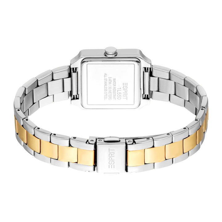ESPRIT Women Watch, Two Tone Silver &amp; Gold Color Case, White MOP Dial, Two Tone Silver &amp; Gold Color Metal Bracelet, 3 Hands, 3 ATM