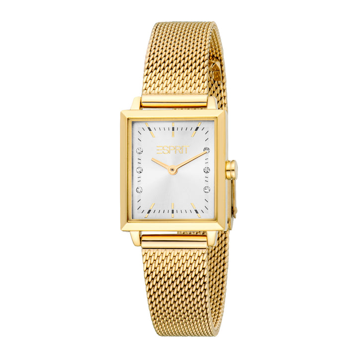 ESPRIT Women Watch, Gold Color Case, Silver Dial, Gold Color Mesh Bracelet, 2 Hands, 3 ATM