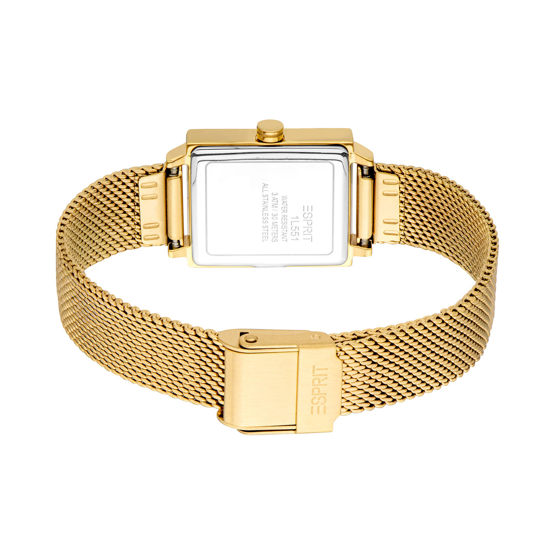 ESPRIT Women Watch, Gold Color Case, Dark Green Dial, Gold Color Mesh Bracelet, 2 Hands, 3 ATM