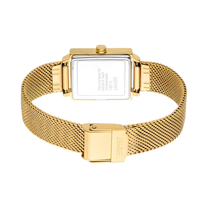 ESPRIT Women Watch, Gold Color Case, Dark Green Dial, Gold Color Mesh Bracelet, 2 Hands, 3 ATM