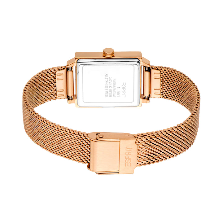 ESPRIT Women Watch, Rose Gold Color Case, Silver Dial, Rose Gold Color Mesh Bracelet, 2 Hands, 3 ATM
