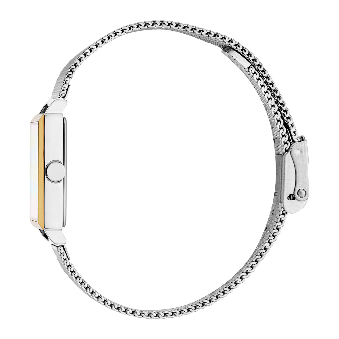 ESPRIT Women Watch, Two Tone Silver &amp; Gold Color Case, White MOP Dial, Stainless Steel Mesh Bracelet, 2 Hands, 3 ATM