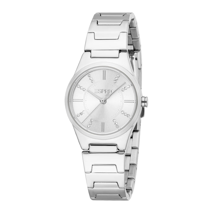 ESPRIT Women Watch, Silver Color Case, Silver Dial, Stainless Steel Metal Bracelet, 3 Hands, 3 ATM