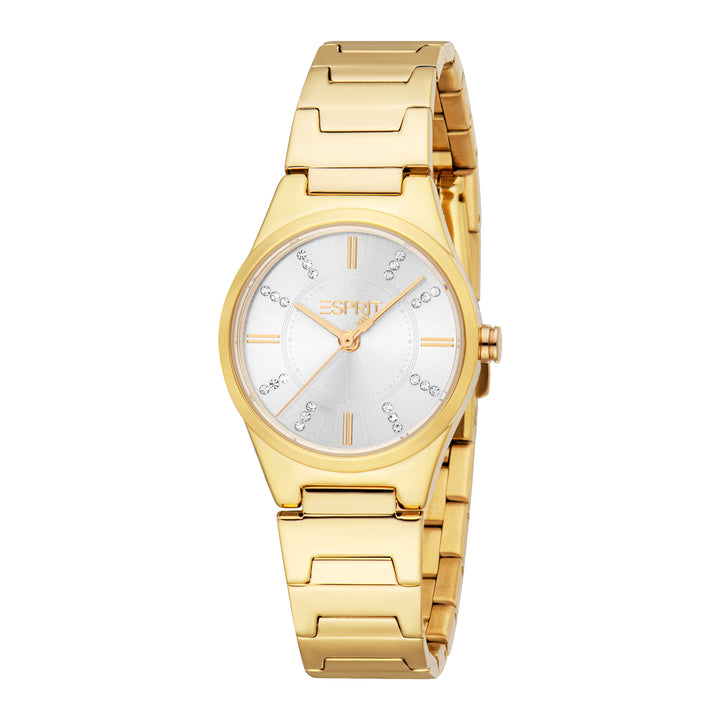 ESPRIT Women Watch, Gold Color Case, Silver Dial, Gold Color Metal Bracelet, 3 Hands, 3 ATM