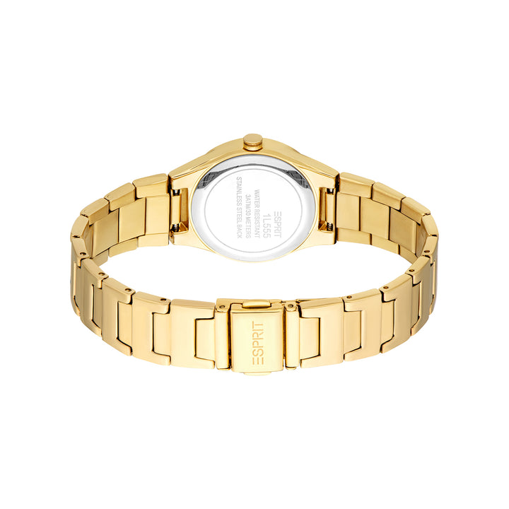 ESPRIT Women Watch, Gold Color Case, Silver Dial, Gold Color Metal Bracelet, 3 Hands, 3 ATM