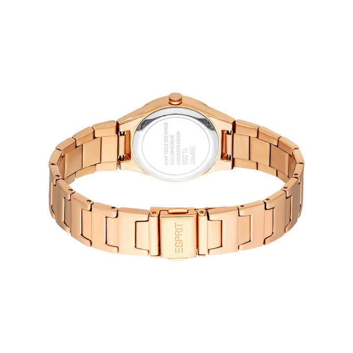 ESPRIT Women Watch, Rose Gold Color Case, Rose Gold Dial, Rose Gold Color Metal Bracelet, 3 Hands, 3 ATM