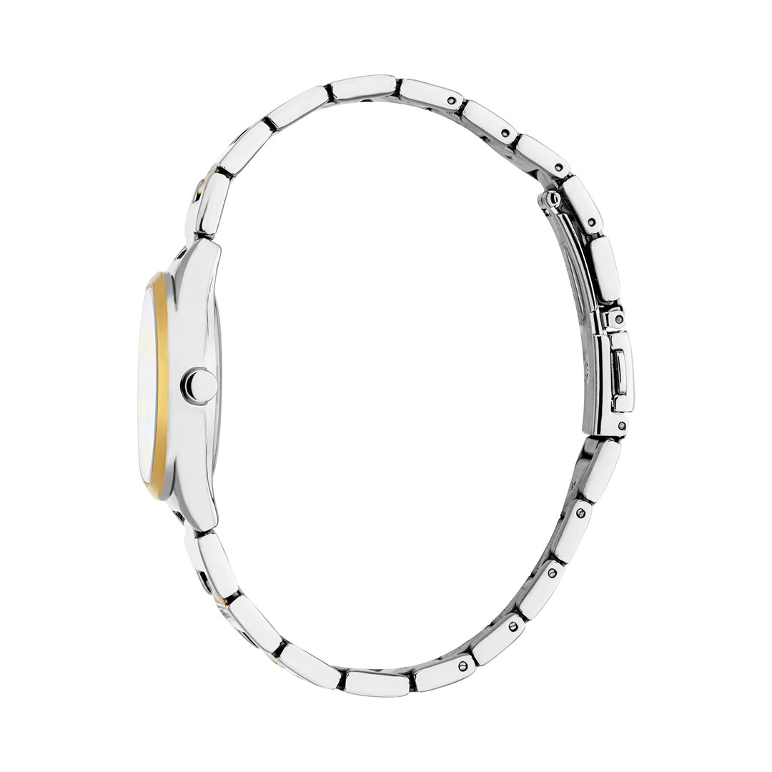 ESPRIT Women Watch, Two Tone Silver &amp; Gold Color Case, White MOP Dial, Two Tone Silver &amp; Gold Color Metal Bracelet, 3 Hands, 3 ATM