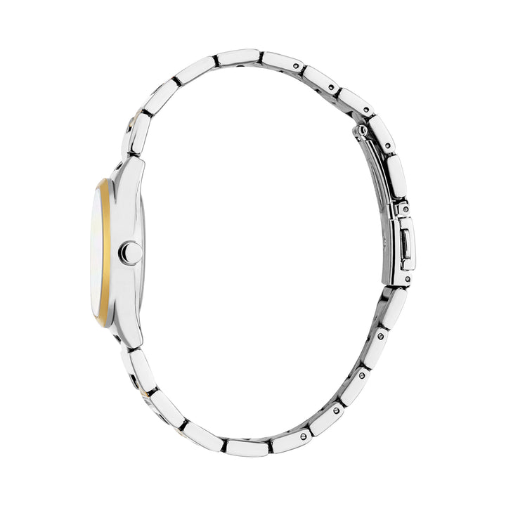 ESPRIT Women Watch, Two Tone Silver &amp; Gold Color Case, White MOP Dial, Two Tone Silver &amp; Gold Color Metal Bracelet, 3 Hands, 3 ATM