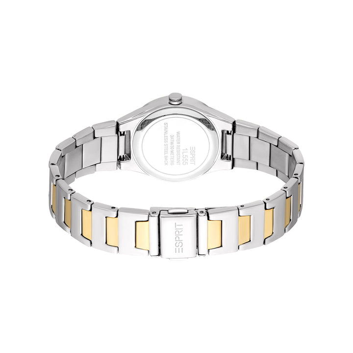 ESPRIT Women Watch, Two Tone Silver &amp; Gold Color Case, White MOP Dial, Two Tone Silver &amp; Gold Color Metal Bracelet, 3 Hands, 3 ATM