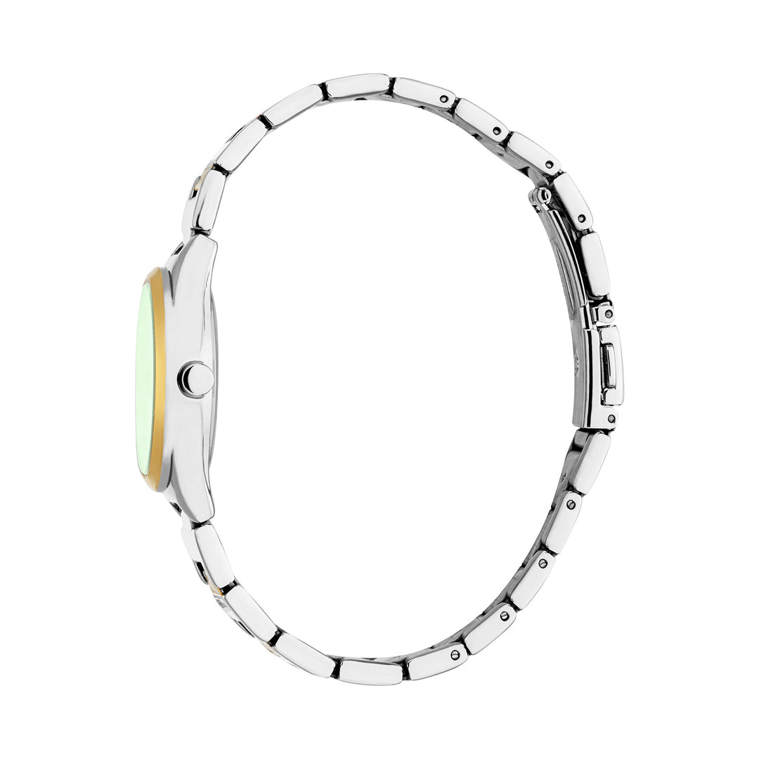 ESPRIT Women Watch, Two Tone Silver &amp; Gold Color Case, Dark Green Dial, Two Tone Silver &amp; Gold Color Metal Bracelet, 3 Hands, 3 ATM
