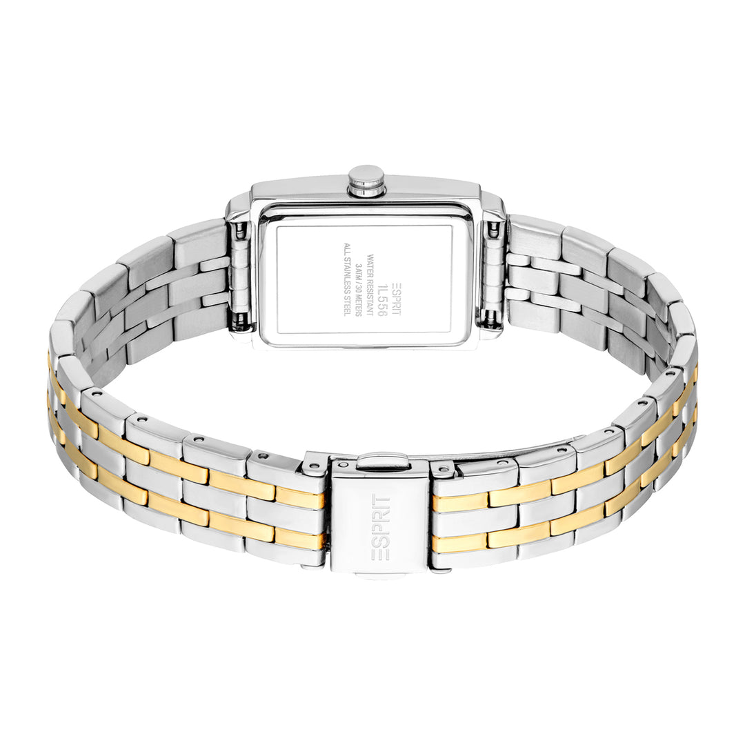 ESPRIT Women Watch, Two Tone Silver &amp; Gold Color Case, White MOP Dial, Two Tone Silver &amp; Gold Color Metal Bracelet, 2 Hands, 3 ATM